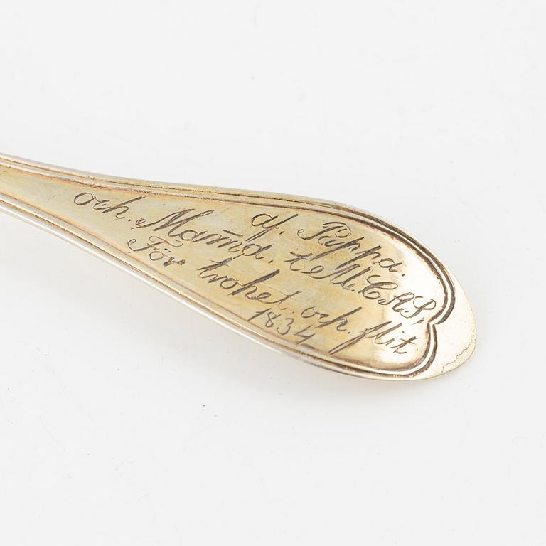 A silvert-gilt spoon, mark of Carl Tengstedt, Gothenburg 1834.