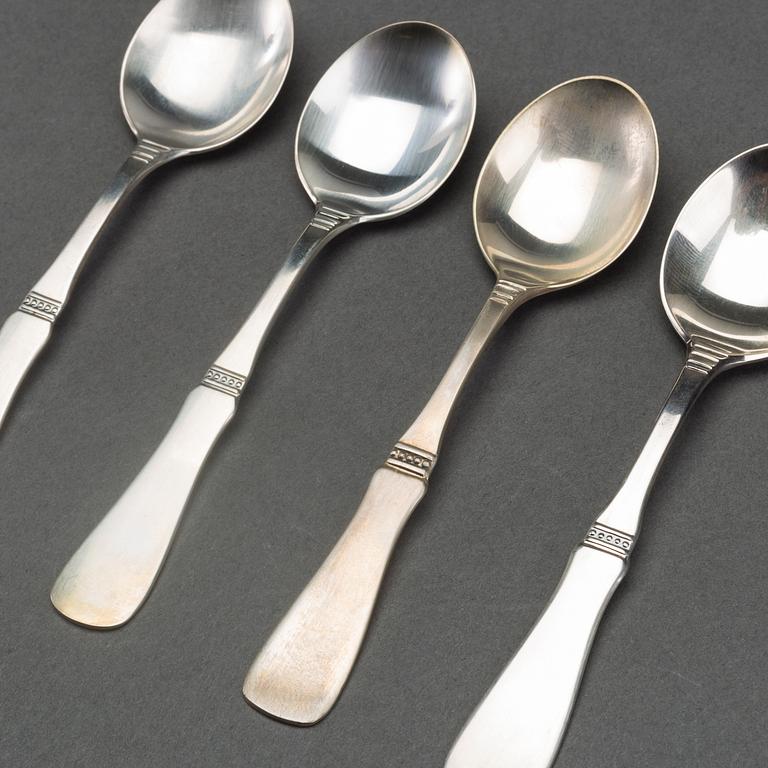 KAFFESKEDAR, silver, MGAB, modell "Uppsala" 12 st. Total vikt ca 160 gram. 1980-tal.