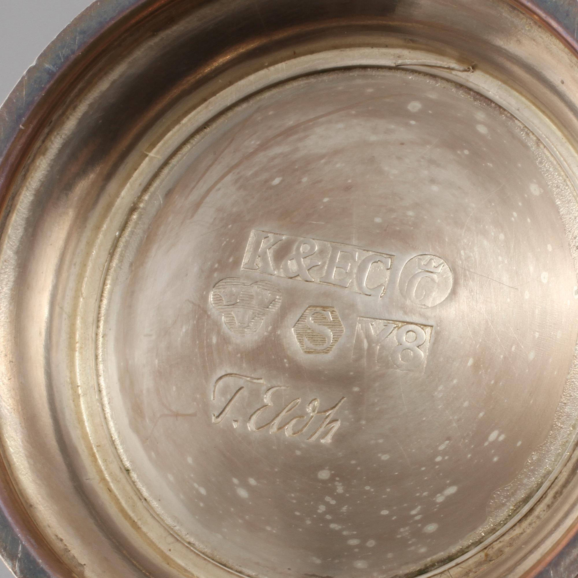 KAFFESERVIS, 3 delar, silver, Tore Eldh, Göteborg, 1949, 680 gram.