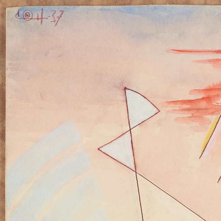 CO Hultén, gouache på papper, signerad och daterad -37.