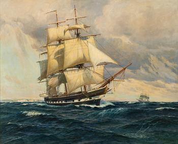 Jens Christian Andresen, The corvette "Norrköping" at Möns Klint.