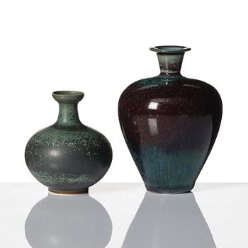 Berndt Friberg, a set of 6 stoneware vases and 3 bowls, Gustavsberg studio, Sweden 1944-47 and 1960-70s.