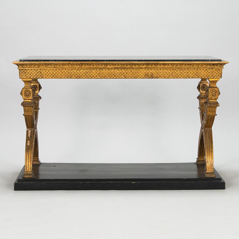 A late Gustavian bronzed console table from circa 1800.