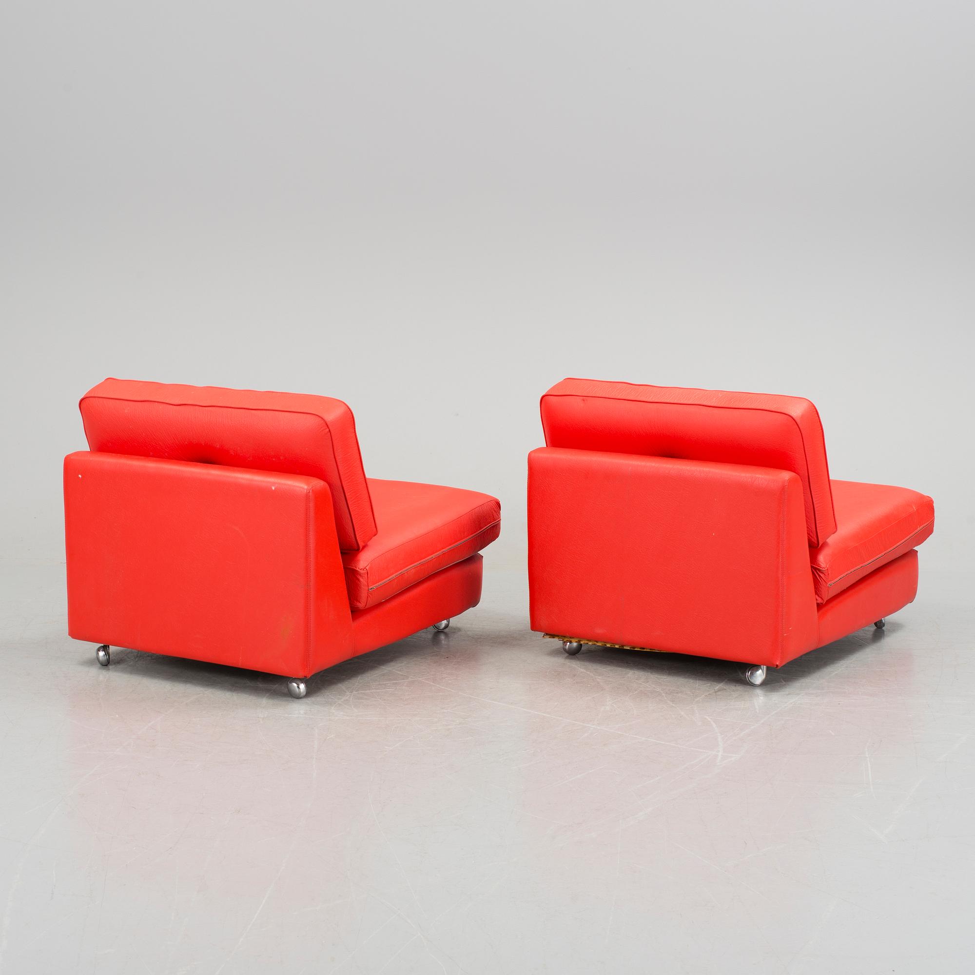 GILLIS LUNDGREN, sektionsfåtöljer, ett par, "Poco", IKEA, omkring 1970.