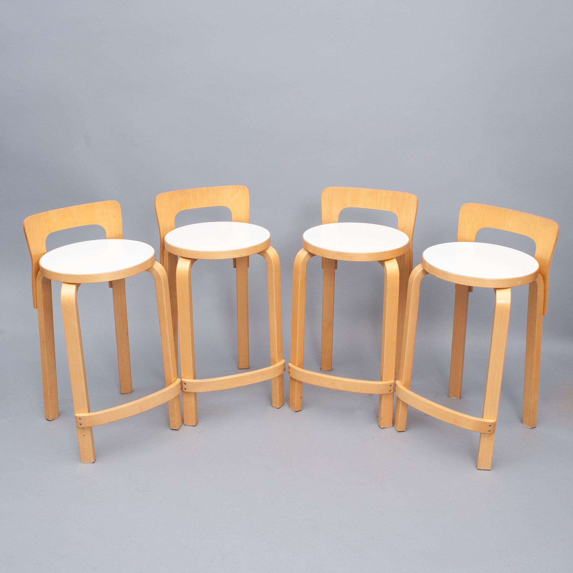STOLAR, 4 st, modell K65, Alvar Aalto, Artek, 1980-tal.