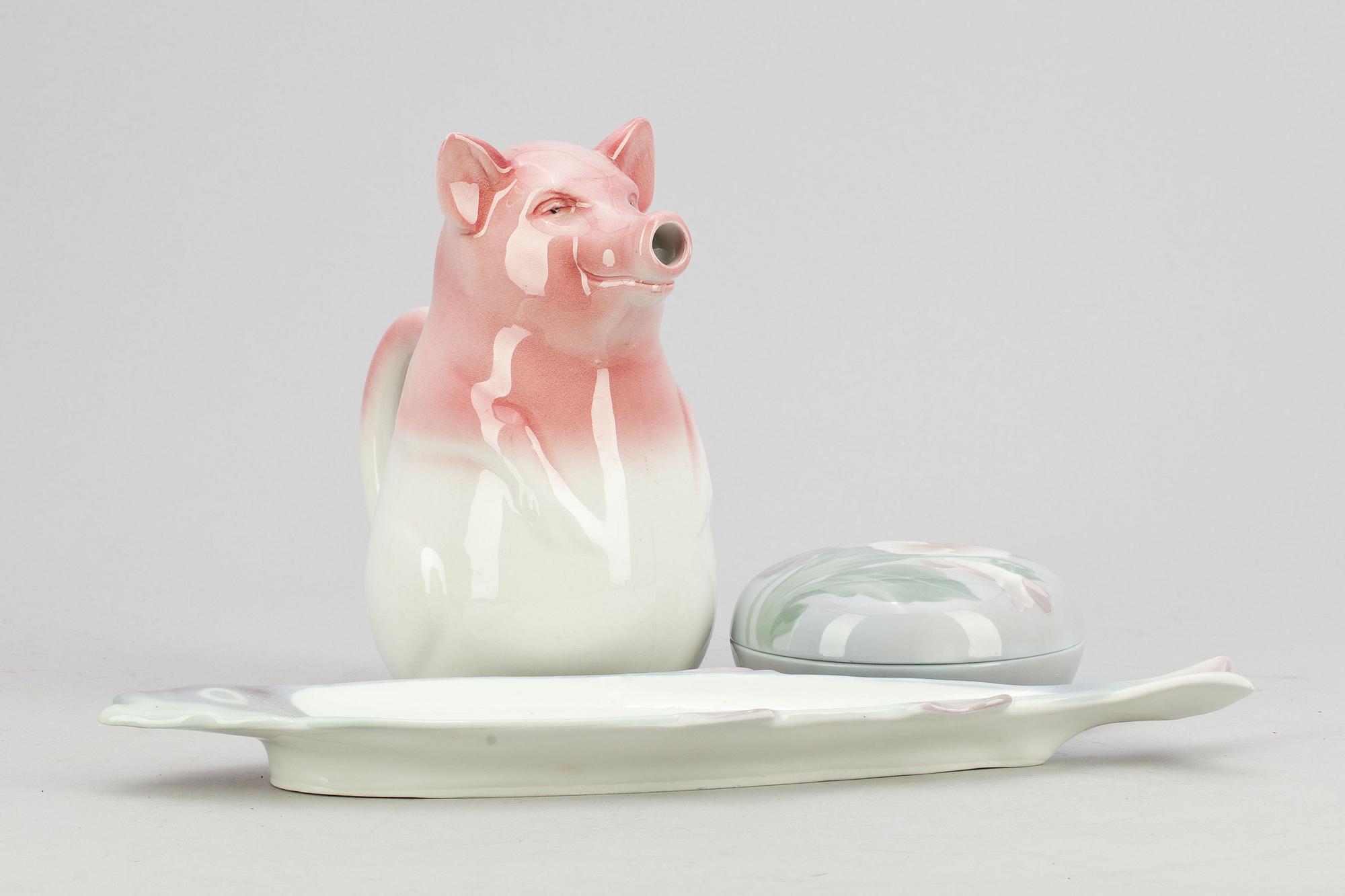 PARTI PORSLIN, 3 delar, bl a Karl Lindström, Rörstrand, Sverige, 1900-tal.