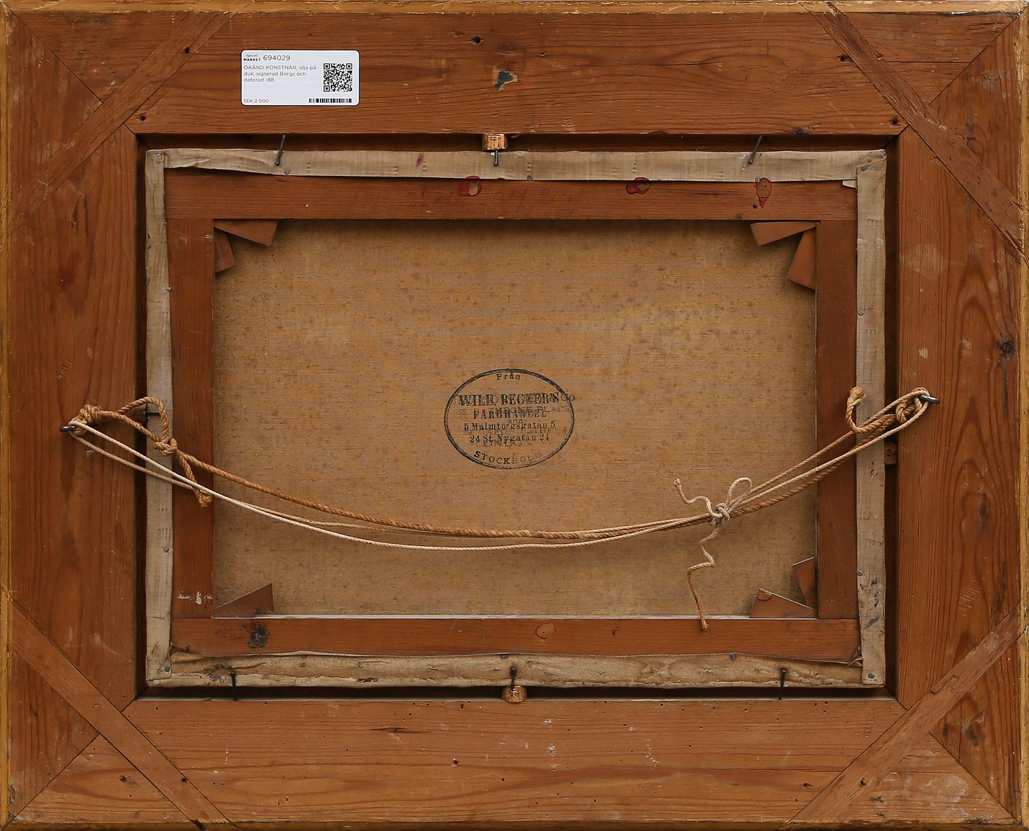 OKÄND KONSTNÄR, olja på duk, signerad Borgs och daterad -88.