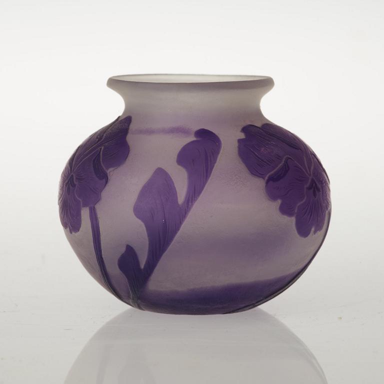 A Karl Lindeberg Art Nouveau cameo glass vase, Kosta, Sweden.