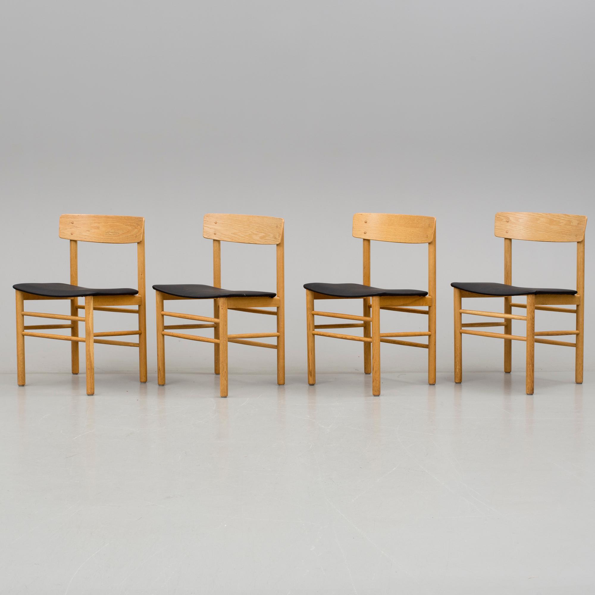 STOLAR, 4 st, Farstrup Stolefabrik, Danmark, 50/60-tal, varav två brännmärkta undertill.