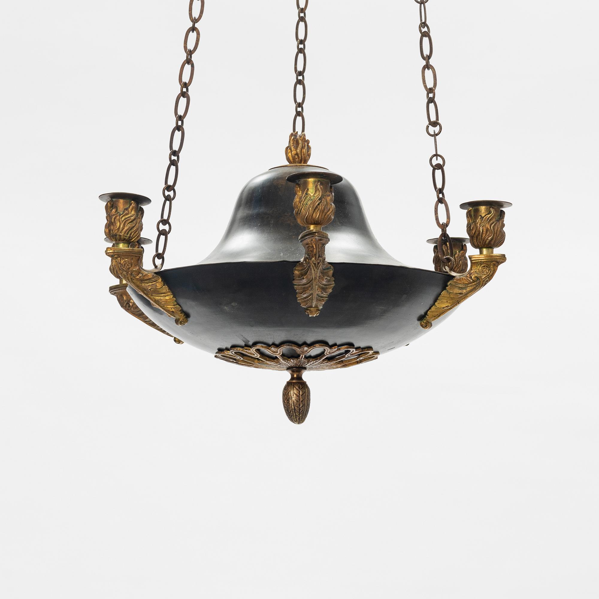 A Swedish  Empire style six light hanging-lamp, late 19th century /year 1900.
