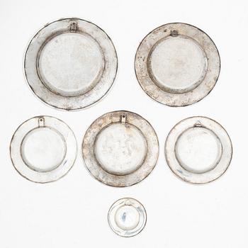 Fats, 6 pcs, silver. 20th century.