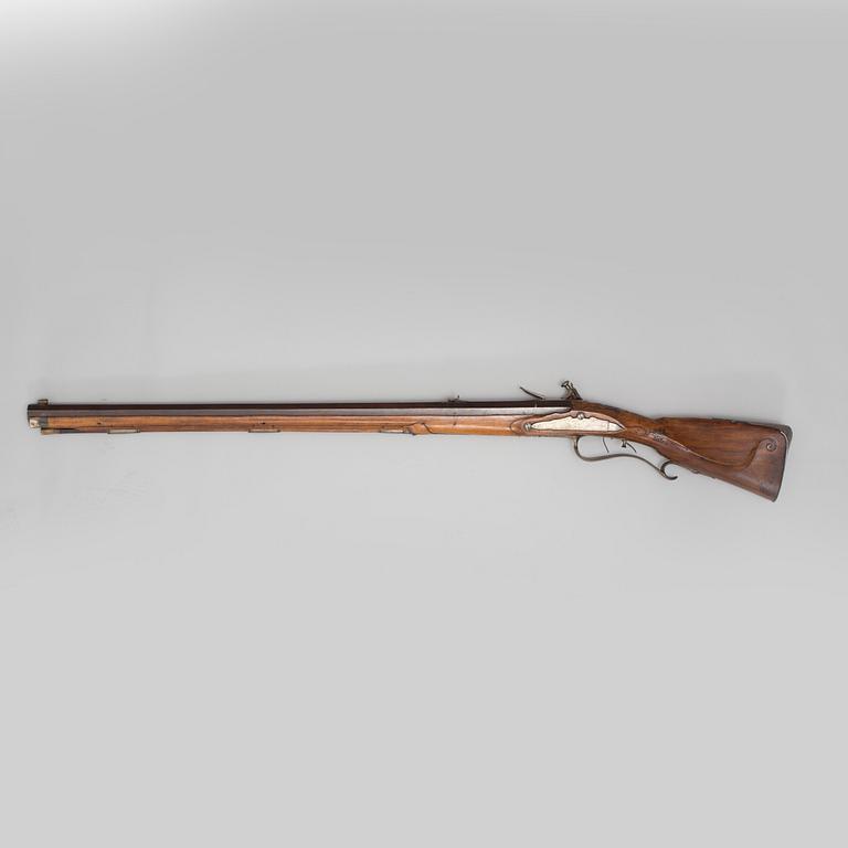 A 18th century flintlock rifle signed Eichstaed, Stralsund.