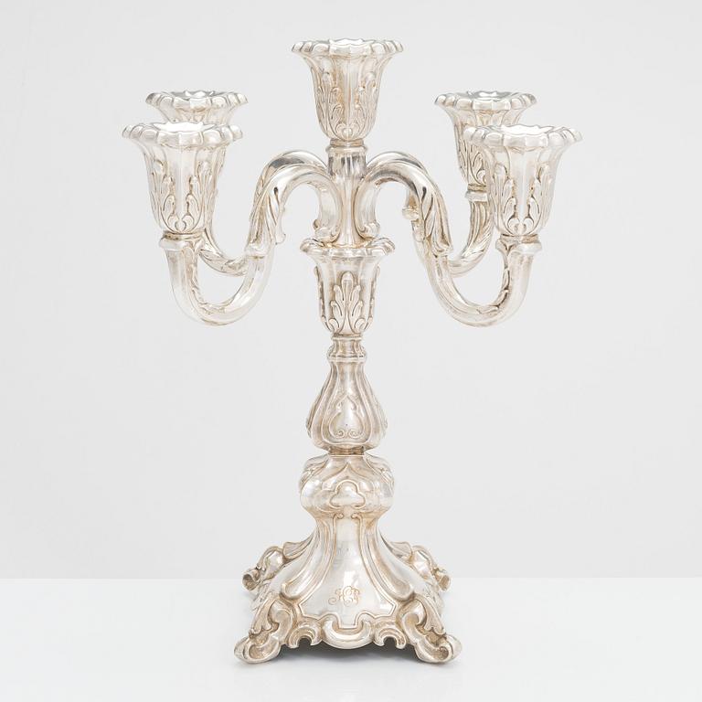 A silver candelabrum, Auran Kultaseppä, Turku 1966.