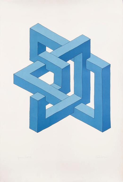 Oscar Reutersvärd, two color lithographs, signed épreuve d'artiste.