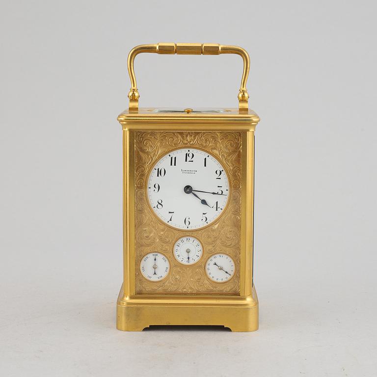 A Linderoth carriage clock, Stockholm, early 20th Century.