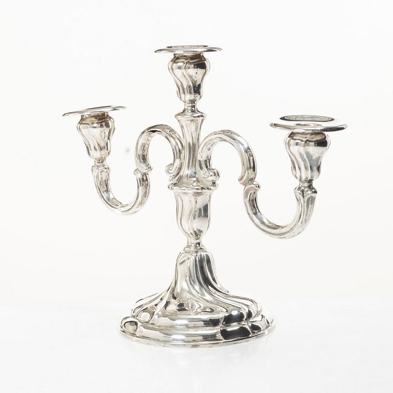 Candelabrum, silver, Rococo style, Germany, first half of the 20th century.