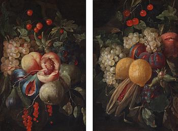 611. Joris van Son Attributed to, Still life with fruits, a pair.