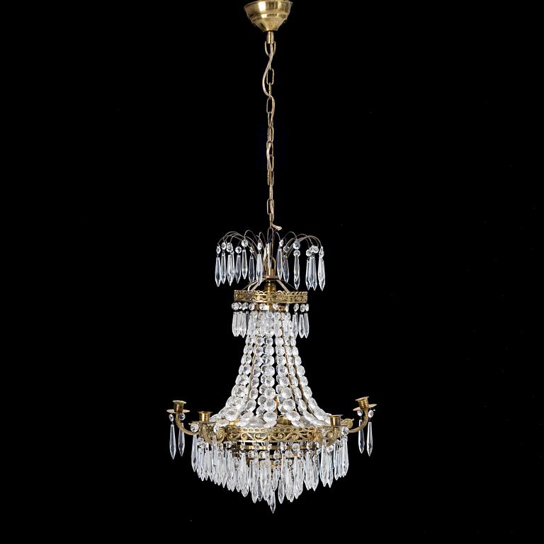 A Empire style chandelier, mid 20th Century.