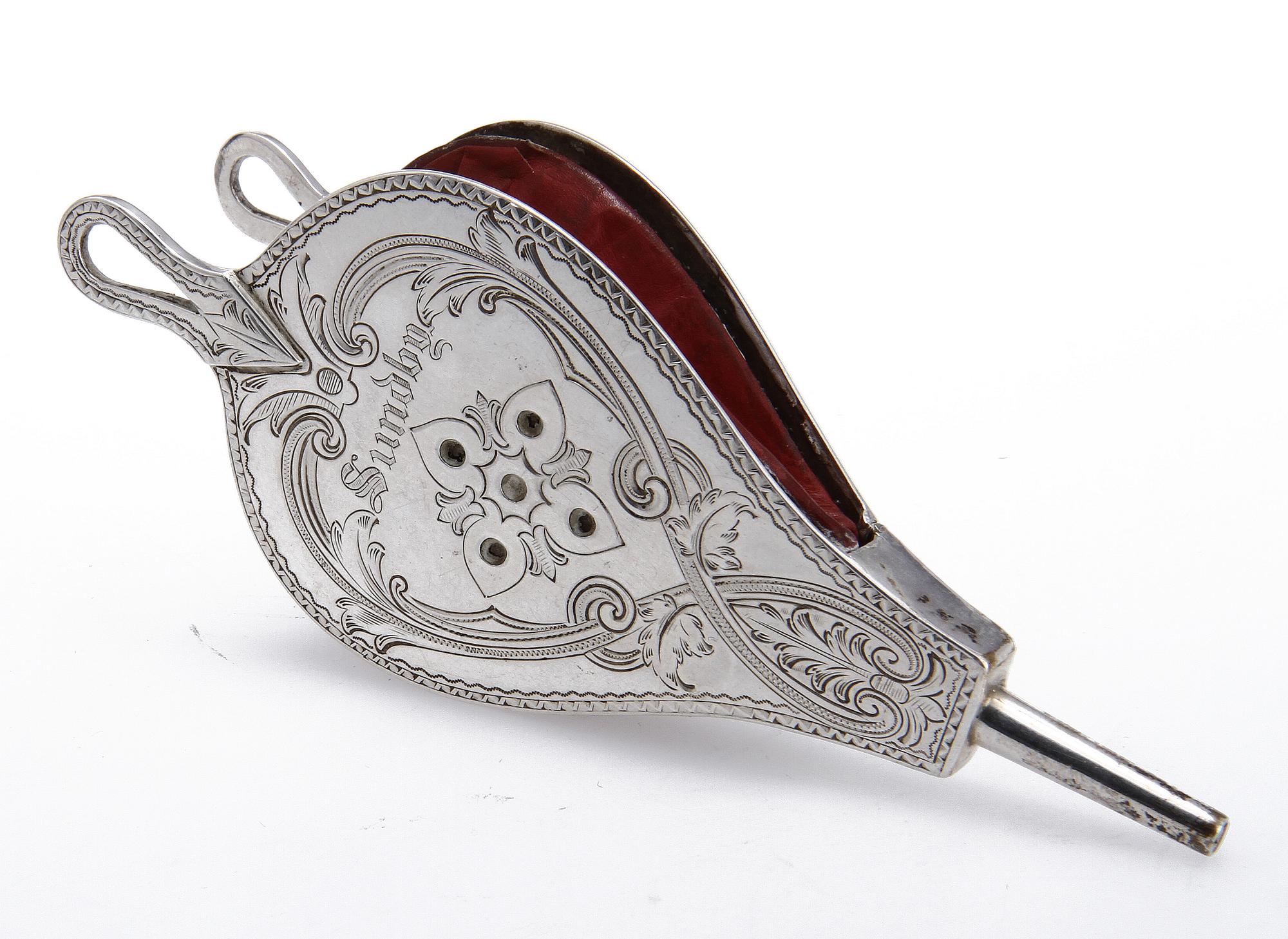 BLÅSBÄLG, miniatyr, silver, August Wilhelm Arnesen, Stockholm, 1878.