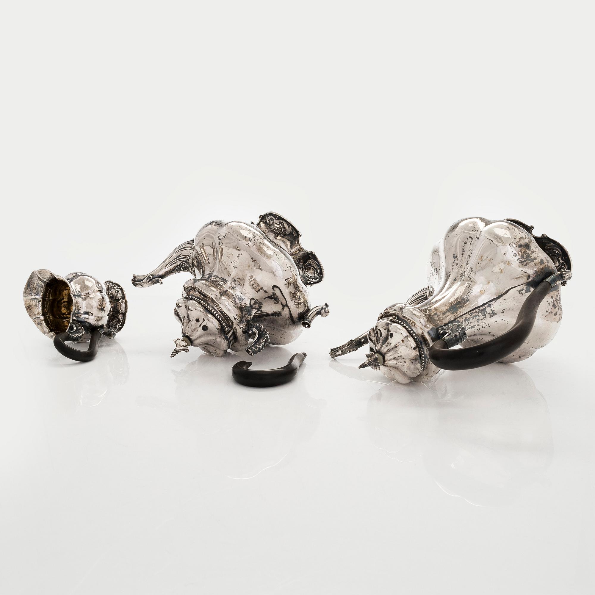 Ivan Gubkin, Kaffe- och teservis, 4 delar, silver, Moskva 1847-48.