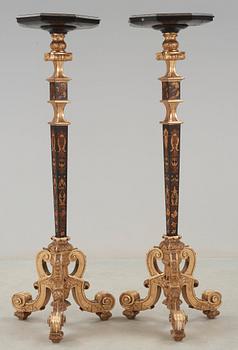 A pair of French Baroque circa 1700 candle stands.