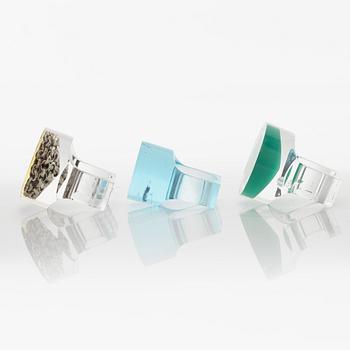 Siv Lagerström, three acrylic rings, 1970s.