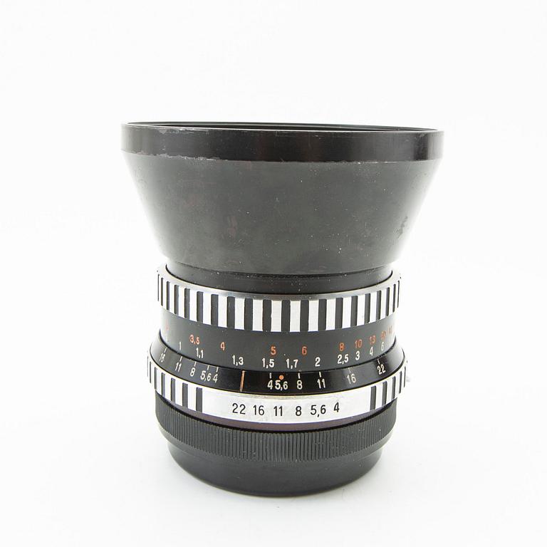 Camera, Kiev 60, and 3 lenses.