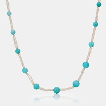 638. A seed pearl and turquoise bead necklace.