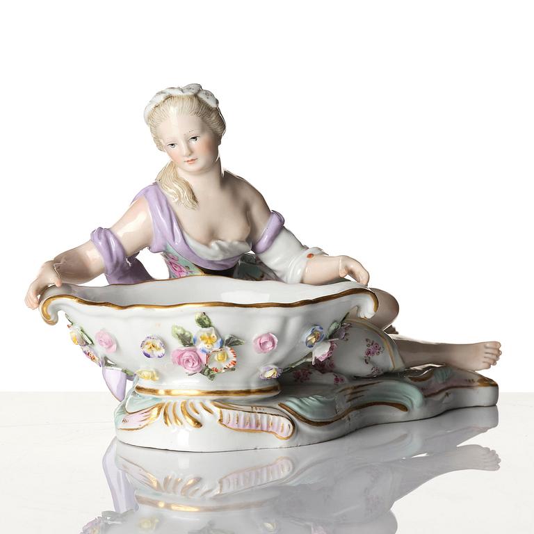 A pair of porcelain salt cellars, Meissen, Germany, late 19th century.