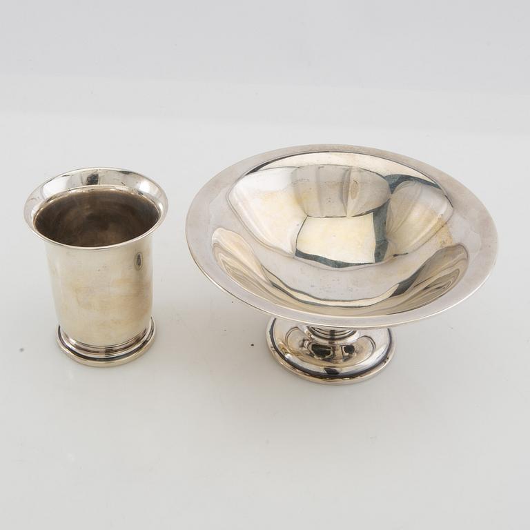 Vase and bowl on foot Silver Heimbürger Denmark 1933 and 1947.