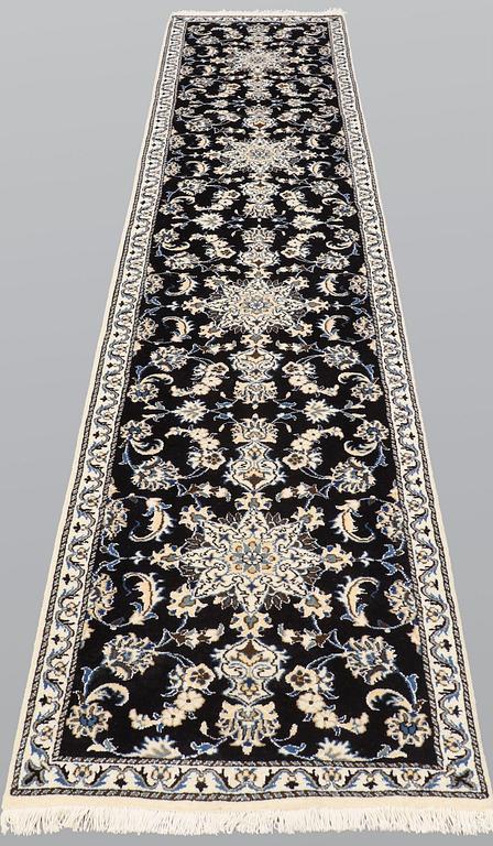 A runner, Nain, part silk, ca 378 x 77 cm.