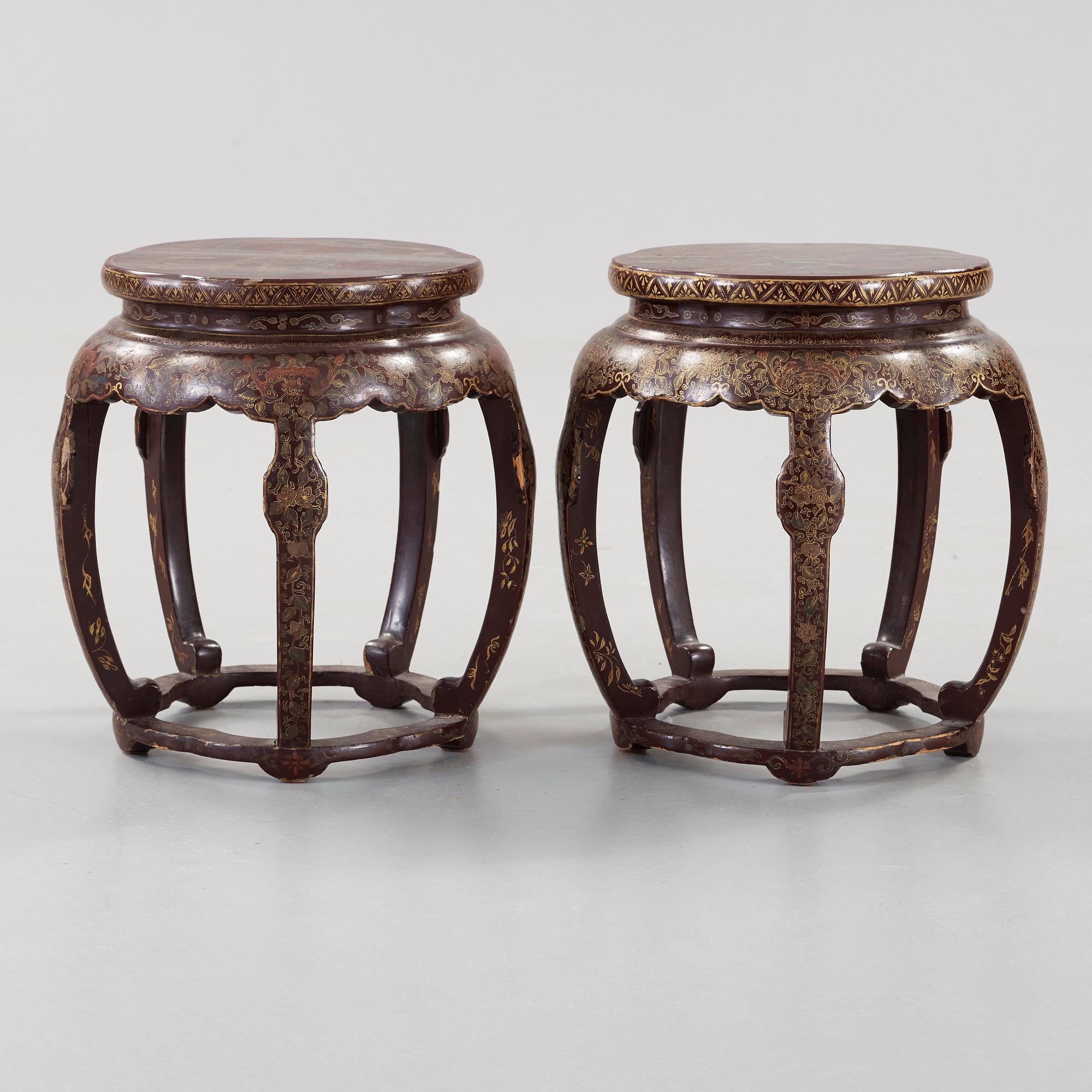 BORD, ett par, lack. Qing dynastin (1644-1912).