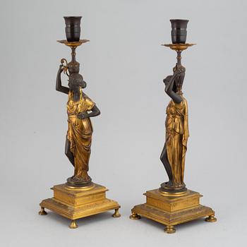 A pair of bronze table lamps, second half of the 19th century.