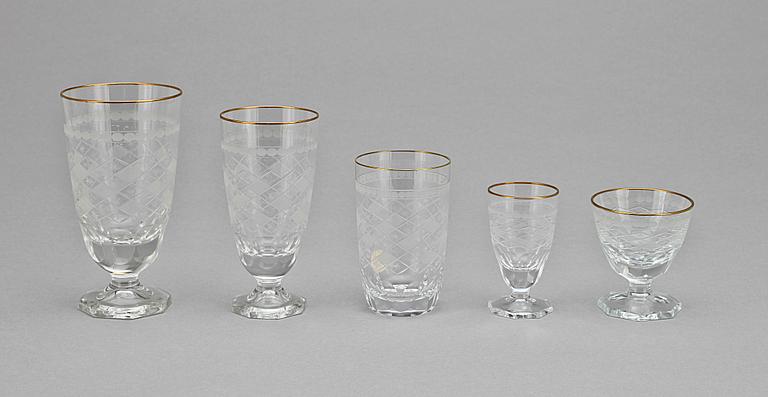 GLASSERVIS, 60 delar, Kosta, 1900-talets första hälft.