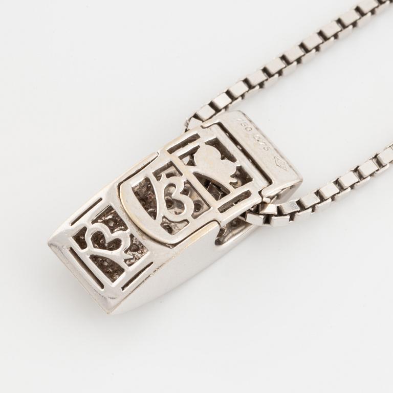 White gold and brilliant cut diamond necklace.