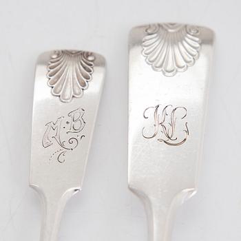 A set of 38 pieces silver "Musslan" cutlery, Finnish hallmarks, Kokkola 1854, mostly Hämeenlinna 1926 -1951.