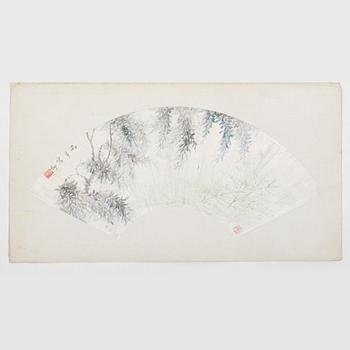 Unidentified artist, so-called "Fan painting", Leaf work, China, 20th century.