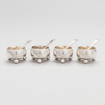 SALTKARSSET för fyra, sterling silver, London 1883.