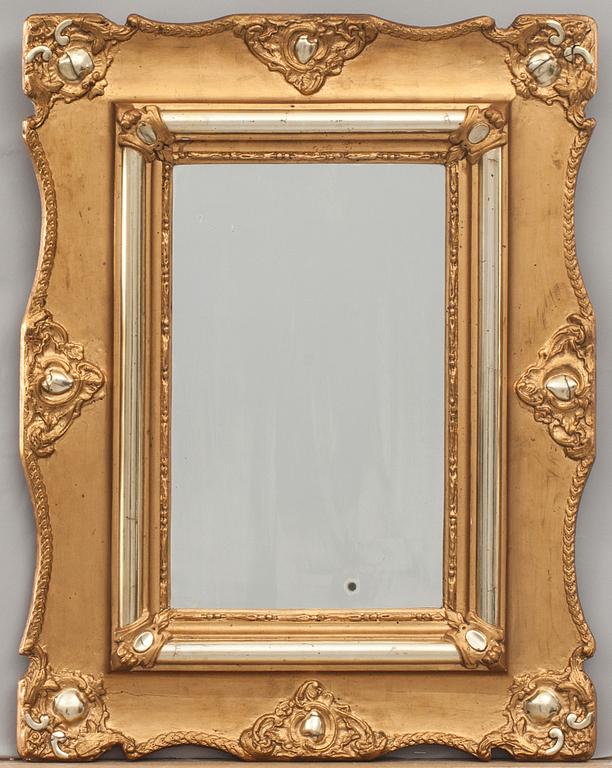 SPEGEL/RAM, rokokostil, förgylld. 1800/1900-tal.