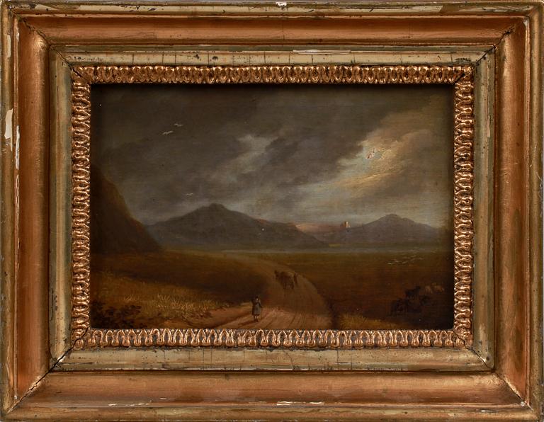 JOHAN HENRIC SJÖHOLM, oljor på duk, 2 st, den ena sign a tergo.