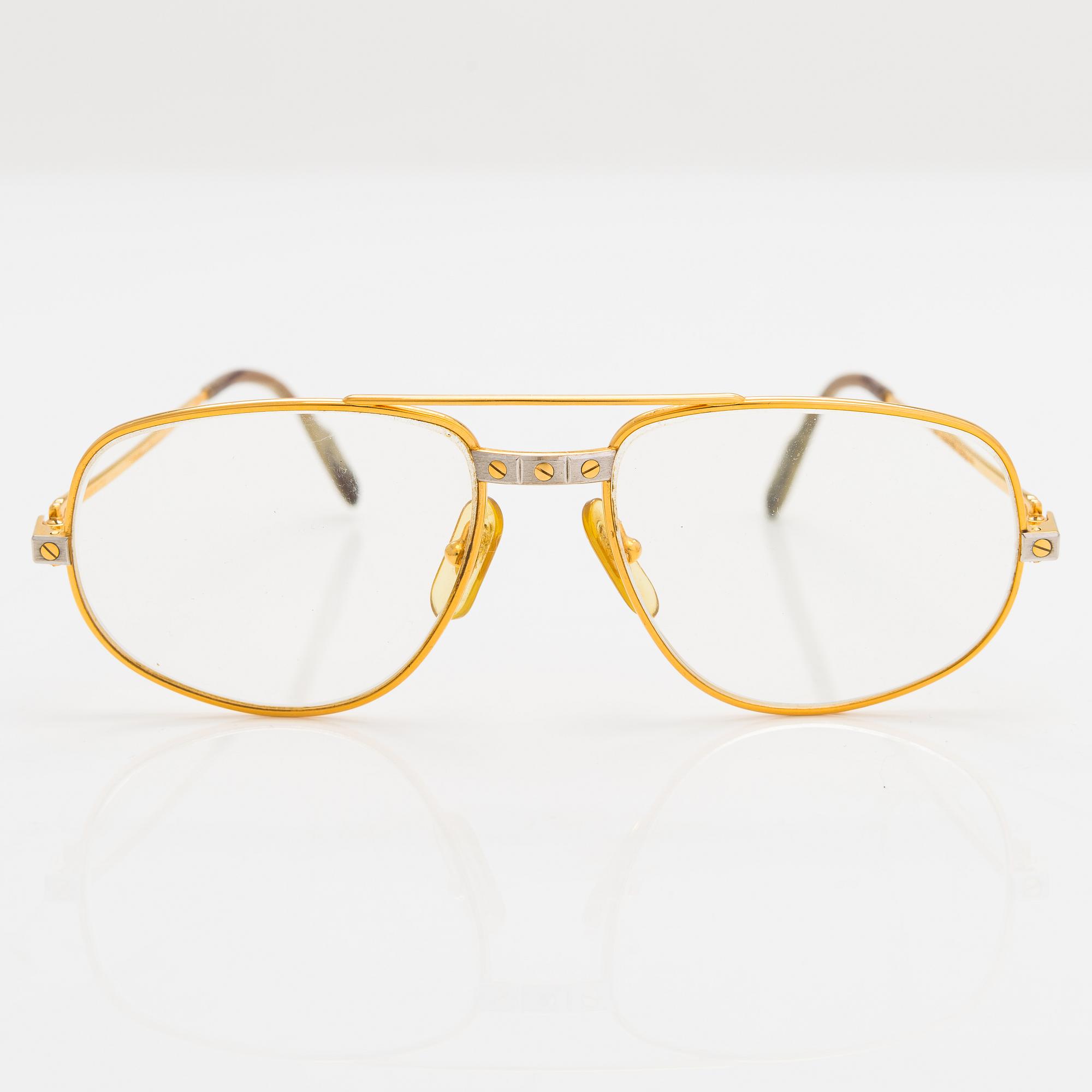 must de Cartier, Santos, Glasögonbågar. Märkta Cartier, Paris, Made in France 135, 54, 16.