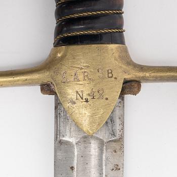 A Swedish artillery sabre, 1889 pattern, with scabbard.