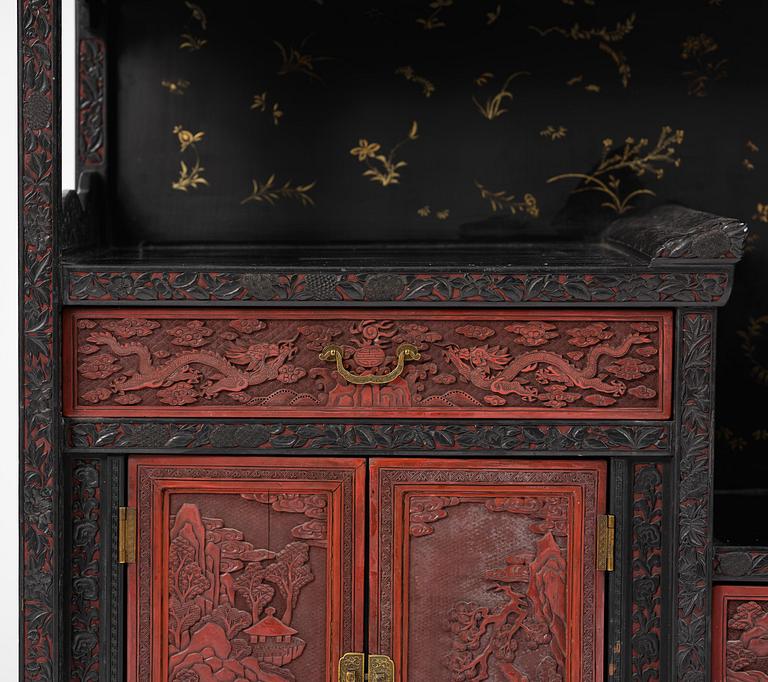A lacquer display cabinet, late 19th century.