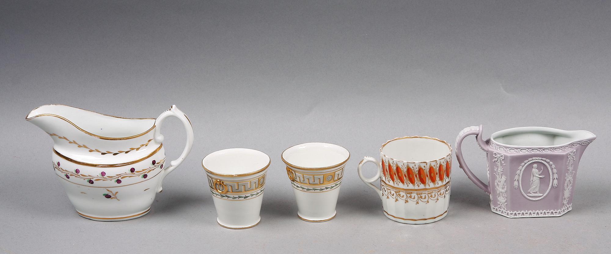 PARTI PORSLIN, 5 delar, bla Wedgwood. 1800/1900-tal.