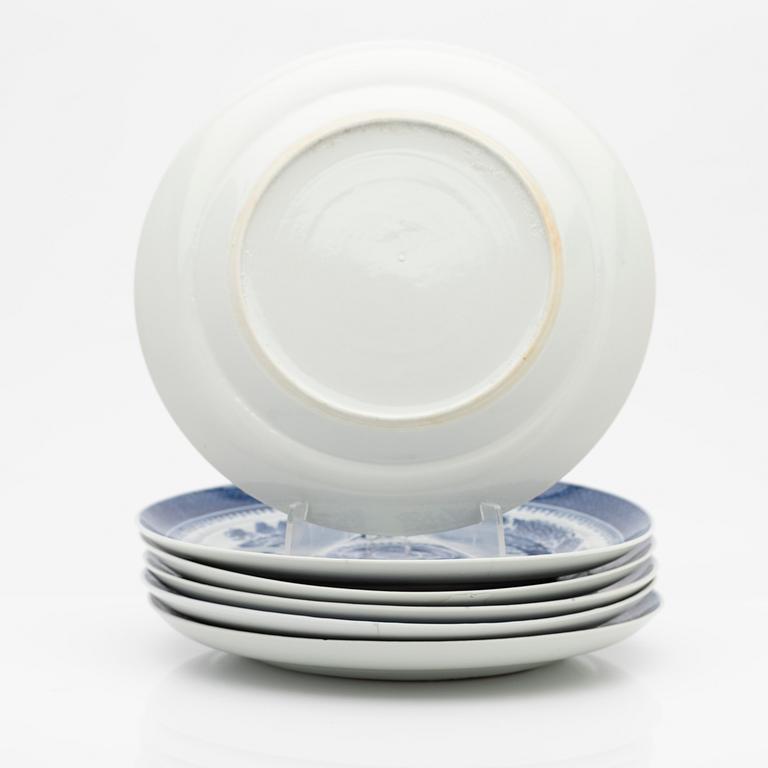 Plates, 6 pcs, porcelain, China, Qing dynasty, Qianlong (1736-95).