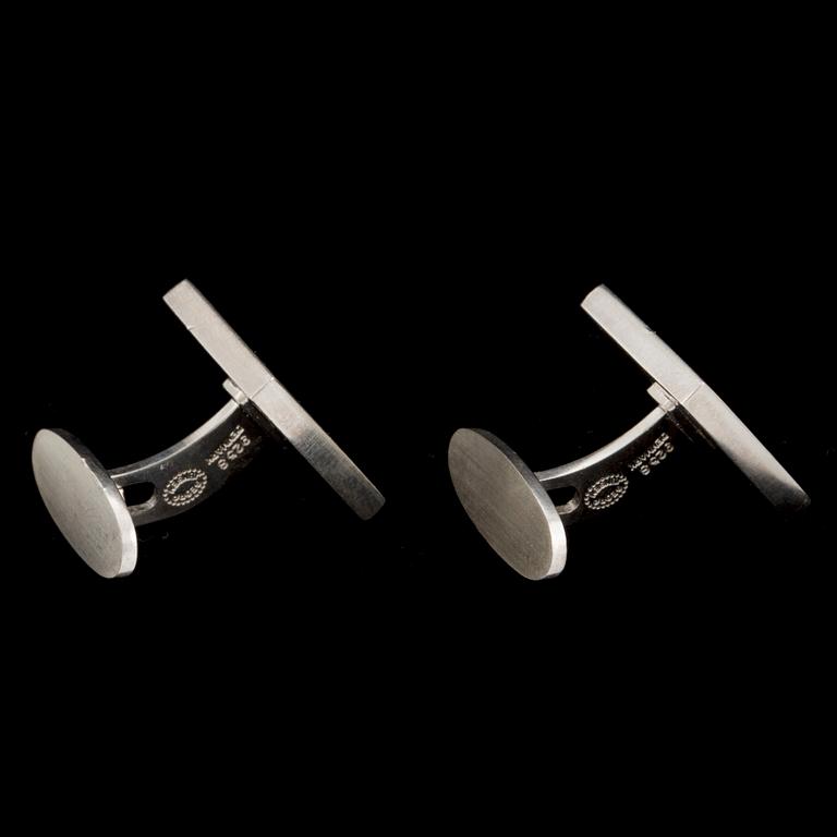 A pair of 'Mosaic' Georg Jensen cufflinks, sterling  Silver and enamel.