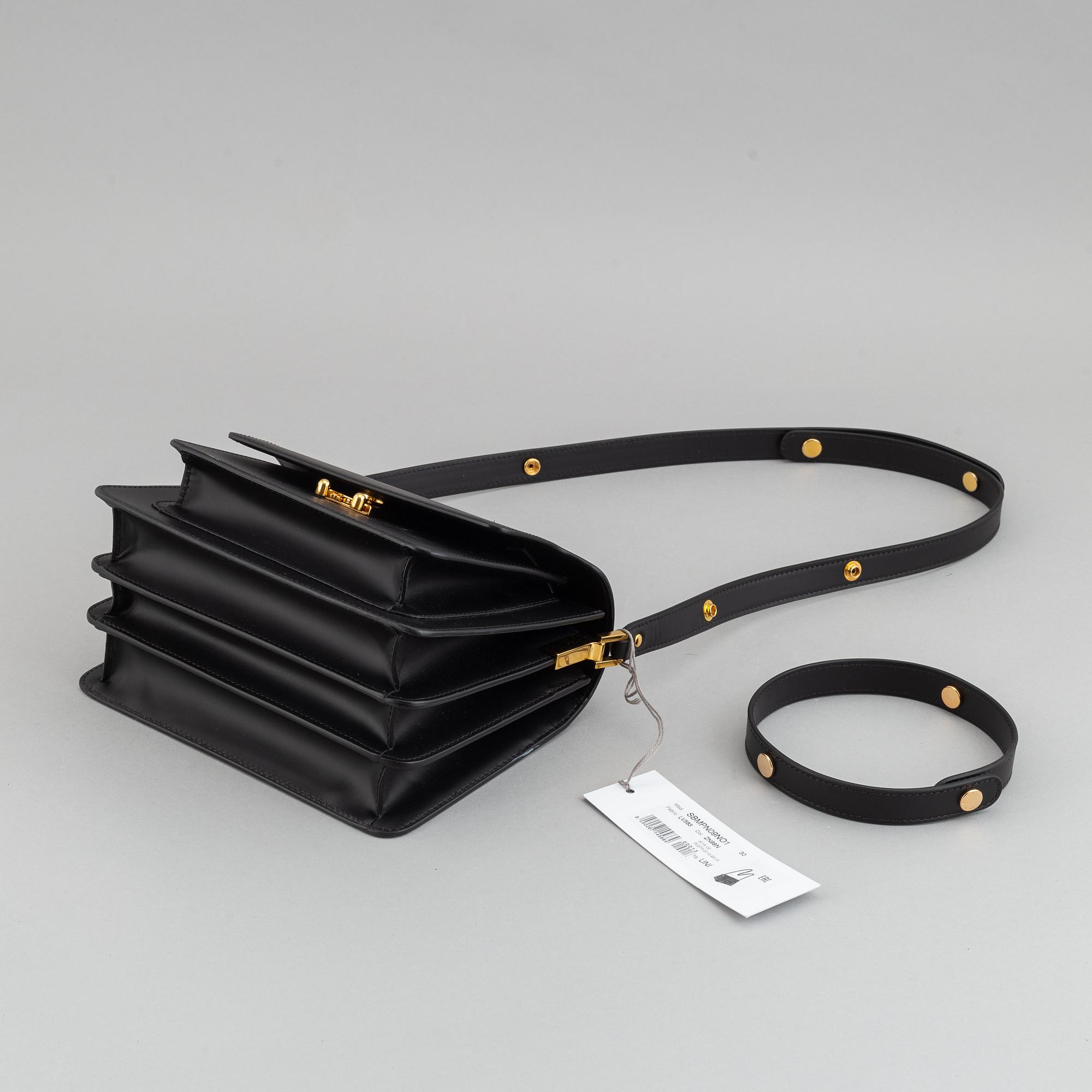 Marni, a black leather 'Trunk' cross body bag, 2019.