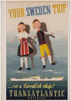 A SWEDISH LITHOGRAPHIC POSTER, E.G. Bratt Studios, Göteborg, Ivar Haeggströms Boktr. A.B., Stockholm 1947.