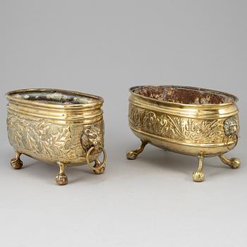 Two 19th century brass jardinieres.