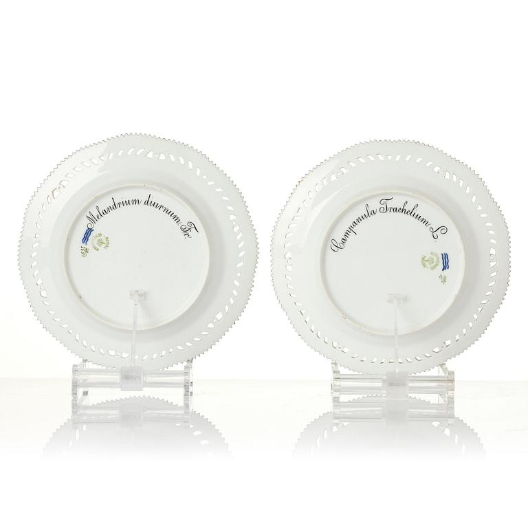 A set of 12 Royal Copenhagen 'Flora Danica' lunch plates, Denmark, 1889-1922.